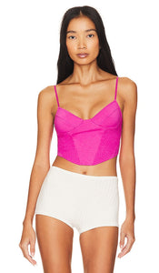 Only Hearts So Fine So Lace Corset Cami in Fuchsia
