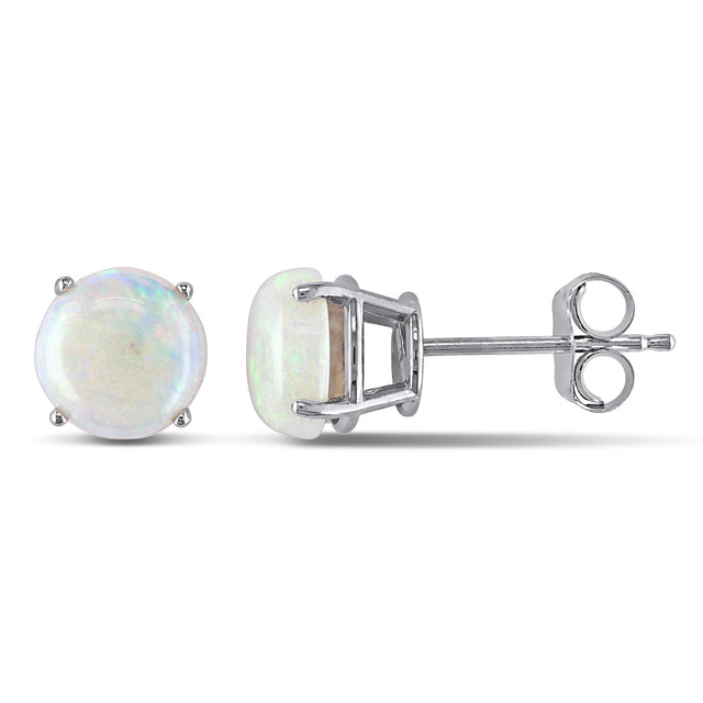 Opal Round Solitaire Stud Earrings