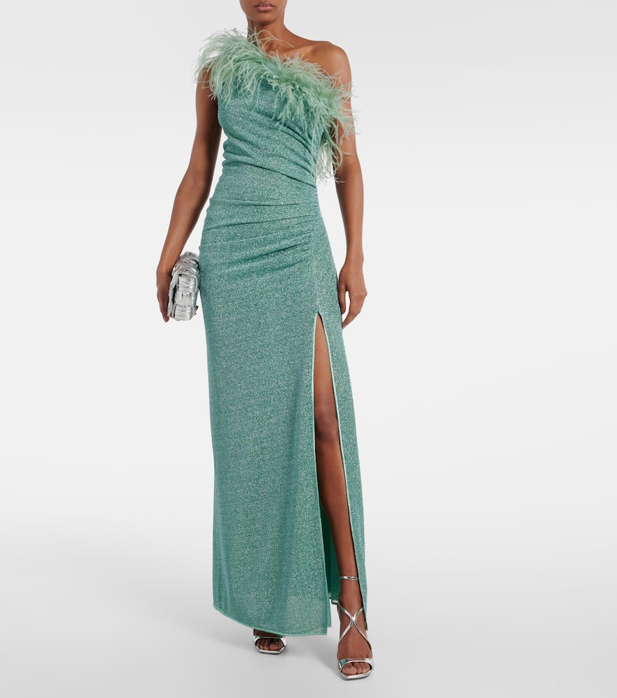 Os√É¬©ree Lumi√É¬®re feather-trimmed gown