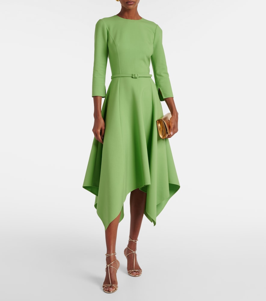 Oscar de la Renta Asymmetric wool-blend midi dress