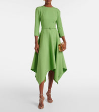 Oscar de la Renta Asymmetric wool-blend midi dress