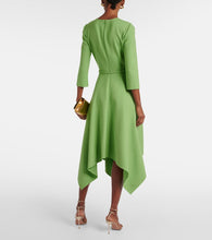 Oscar de la Renta Asymmetric wool-blend midi dress