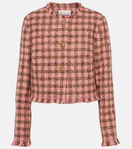 Oscar de la Renta Checked wool-blend tweed jacket