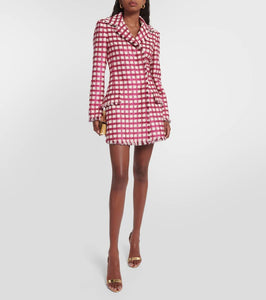Oscar de la Renta Checked wool-blend tweed minidress