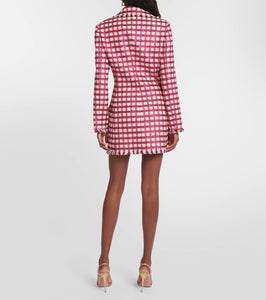 Oscar de la Renta Checked wool-blend tweed minidress