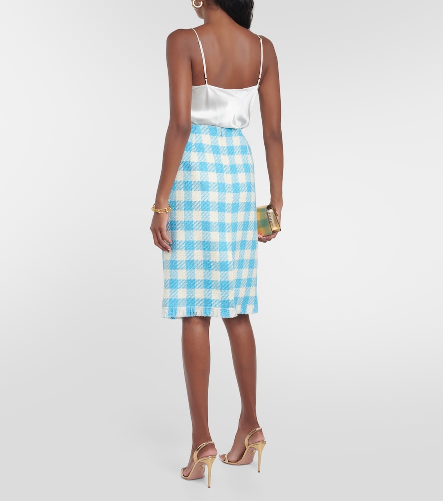Oscar de la Renta Checked wool midi skirt