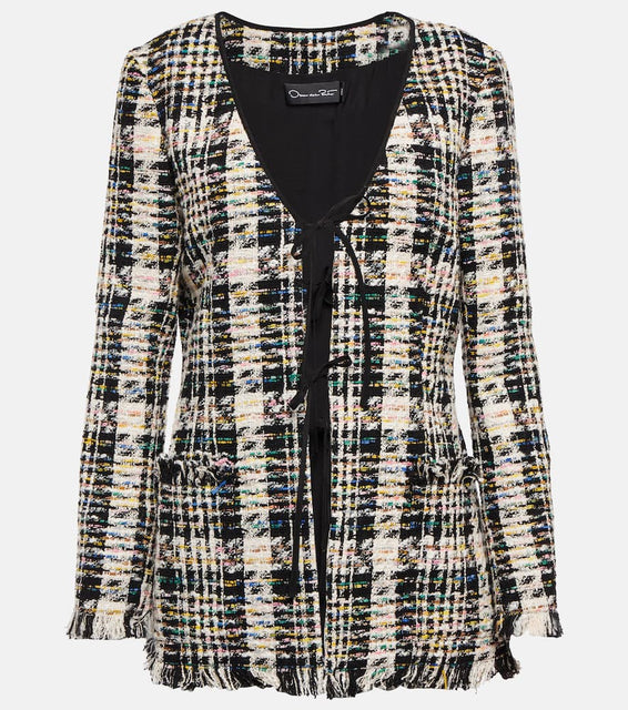 Oscar de la Renta Cotton-blend knitted jacket