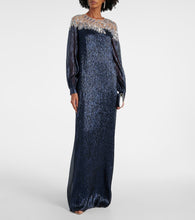 Oscar de la Renta Crystal-embellished mousseline kaftan