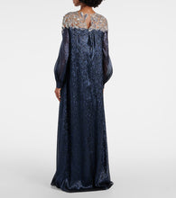 Oscar de la Renta Crystal-embellished mousseline kaftan