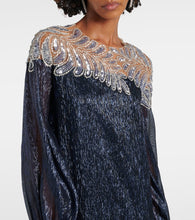 Oscar de la Renta Crystal-embellished mousseline kaftan