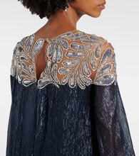 Oscar de la Renta Crystal-embellished mousseline kaftan