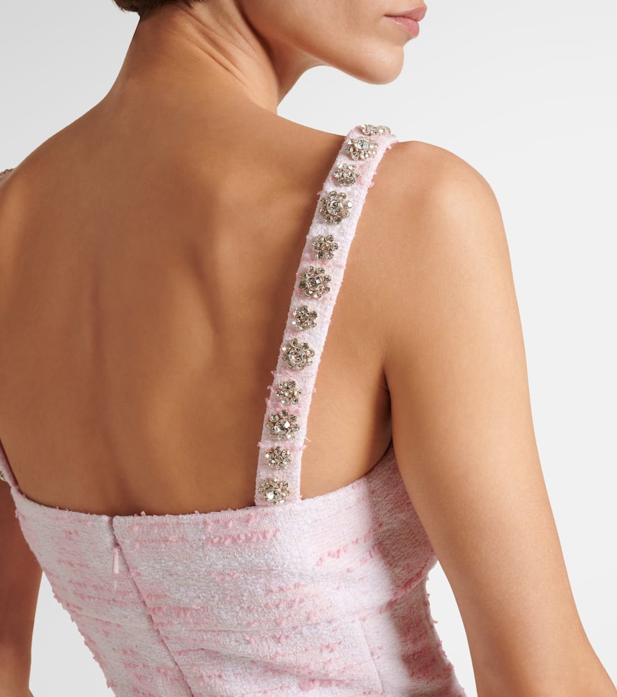 Oscar de la Renta Crystal-embellished tweed minidress