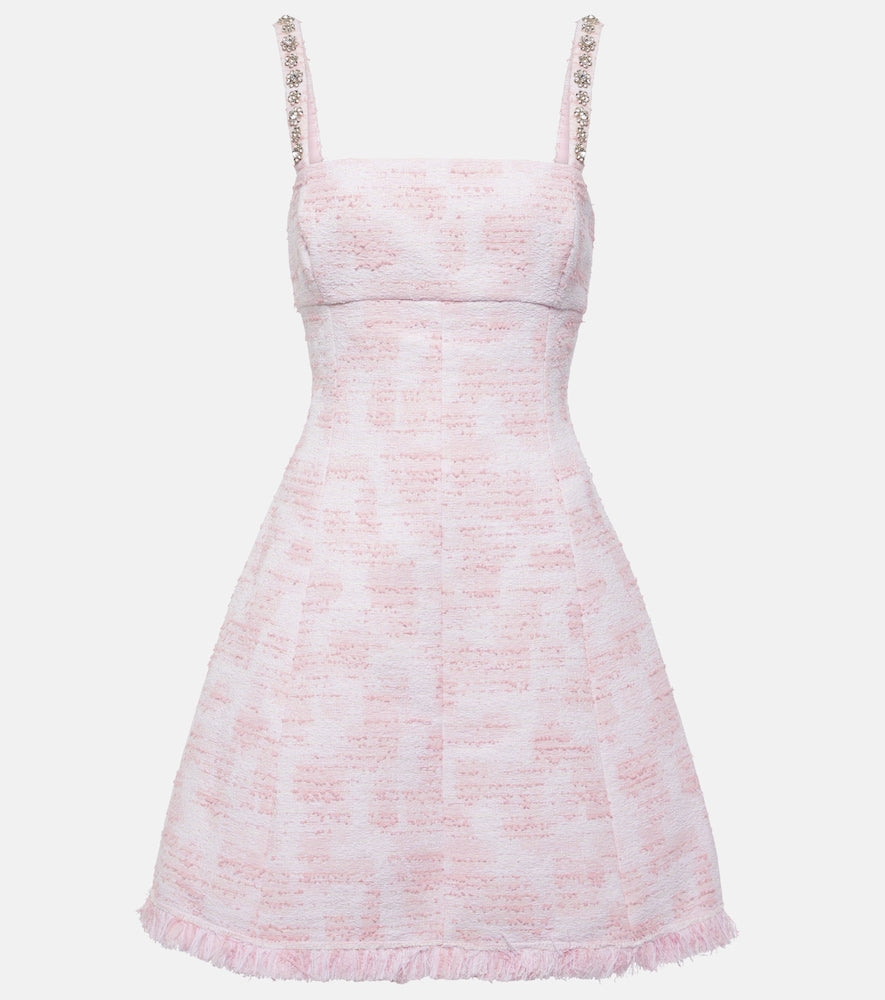 Oscar de la Renta Crystal-embellished tweed minidress. Oscar de la Renta 水晶装饰粗花呢迷你连衣裙
