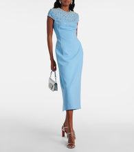 Oscar de la Renta Crystal-embellished wool-blend midi dress
