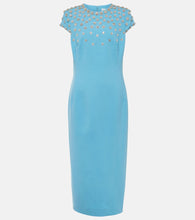 Oscar de la Renta Crystal-embellished wool-blend midi dress. Oscar de la Renta 水晶装饰羊毛混纺中长连衣裙