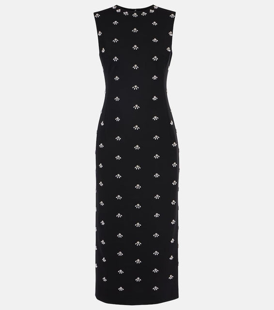 Oscar de la Renta Embellished wool-blend cocktail dress
