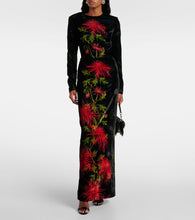 Oscar de la Renta Embroidered velvet gown