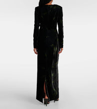 Oscar de la Renta Embroidered velvet gown