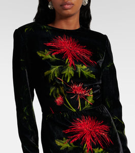 Oscar de la Renta Embroidered velvet gown