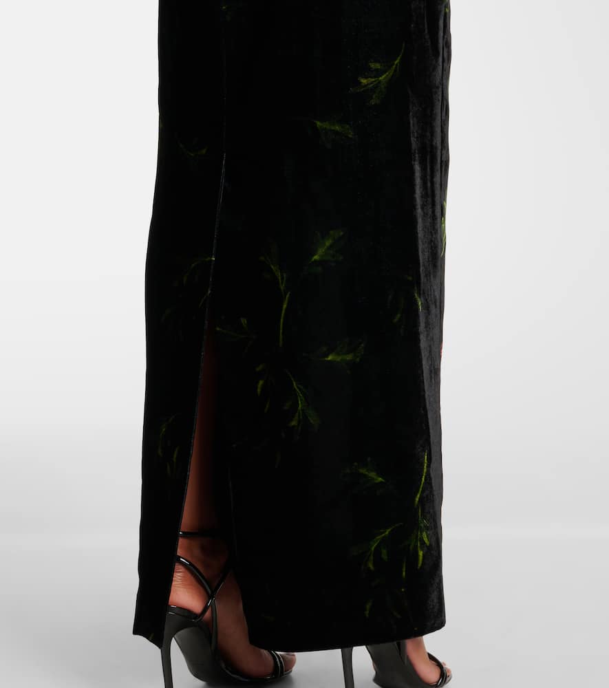 Oscar de la Renta Embroidered velvet gown