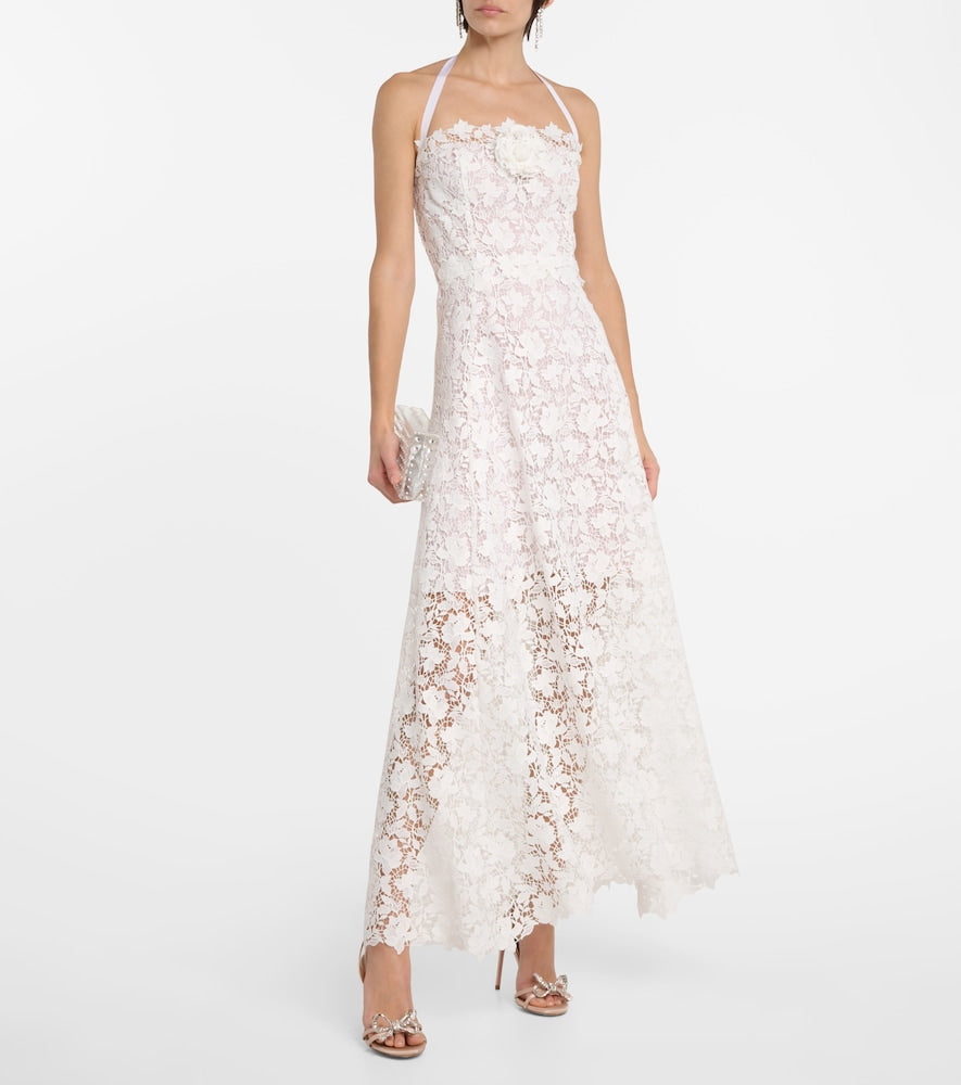 Oscar de la Renta Floral-appliqu√É¬© guipure lace gown