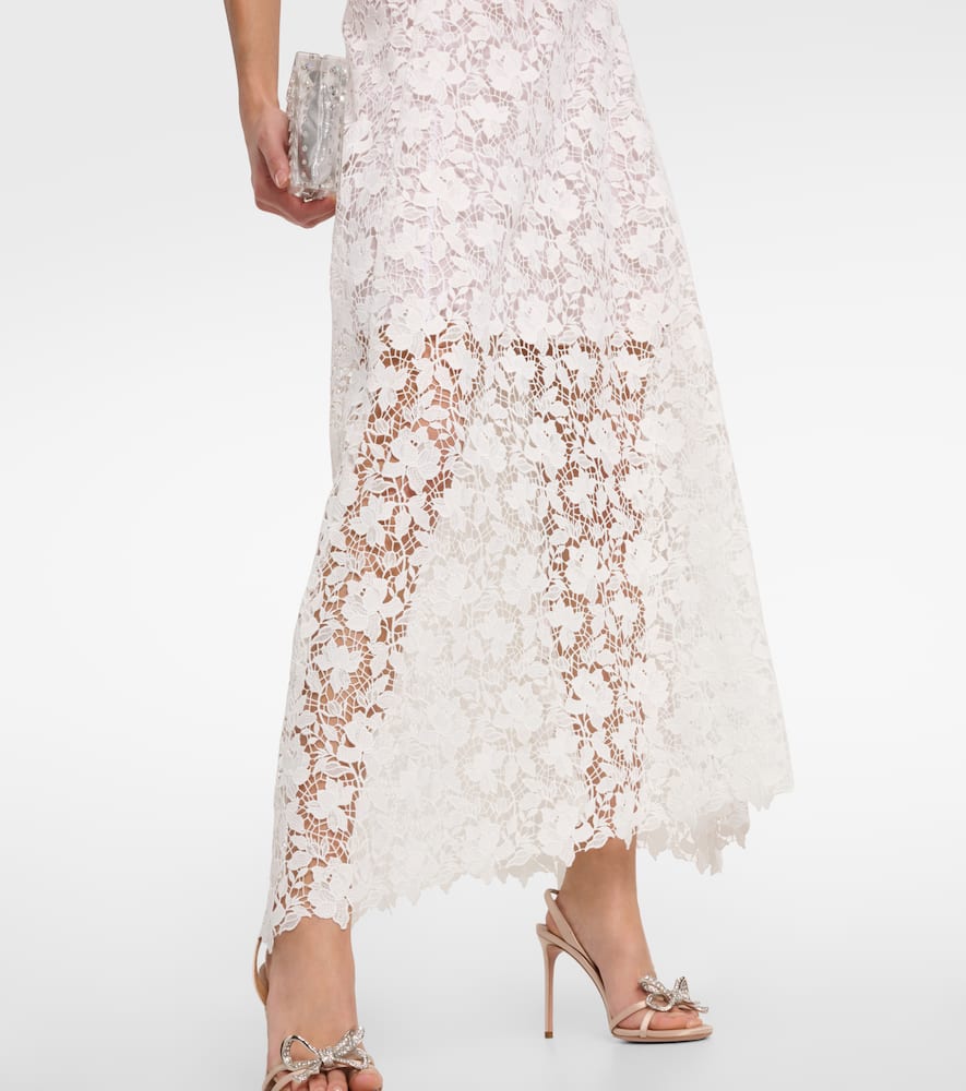 Oscar de la Renta Floral-appliqué guipure lace gown