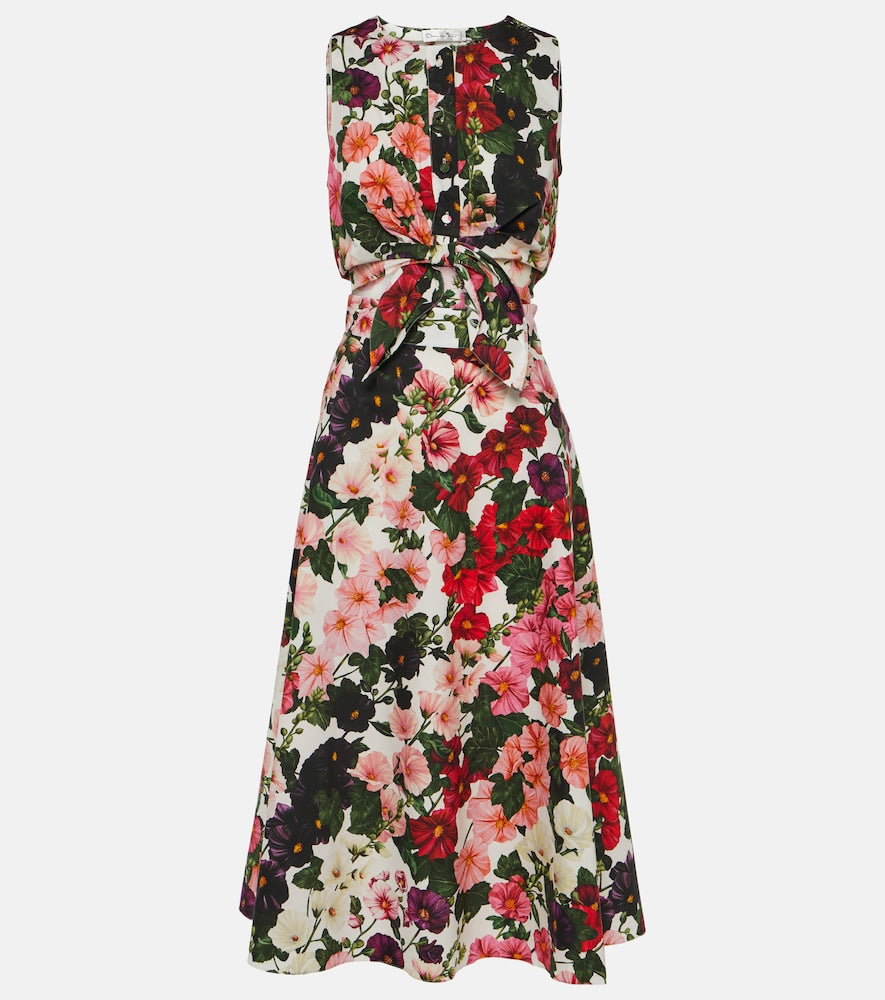 Oscar de la Renta Floral cotton-blend midi dress. Oscar de la Renta 花卉图案棉混纺中长连衣裙