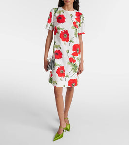 Oscar de la Renta Floral cotton-blend minidress