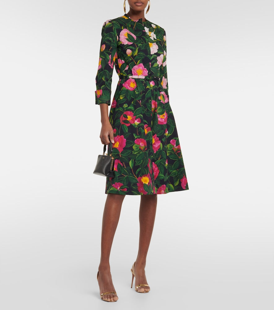 Oscar de la Renta Floral cotton-blend shirt dress