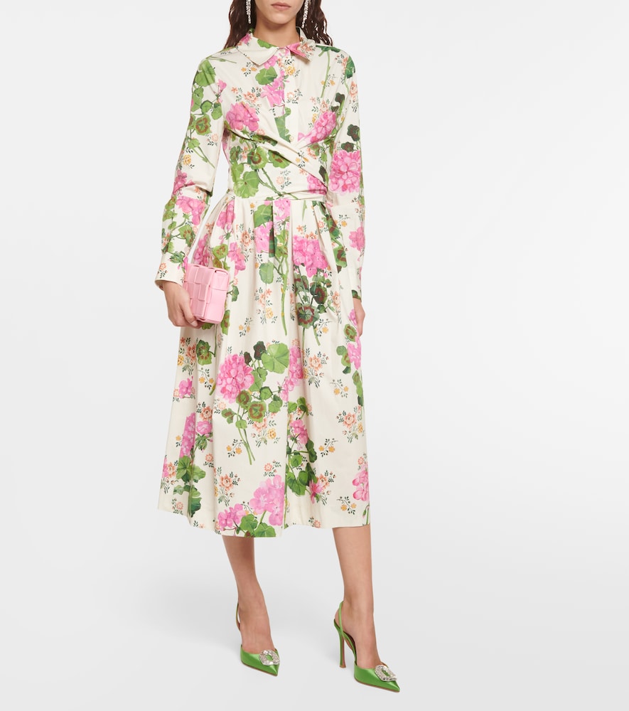 Oscar de la Renta Floral cotton midi shirt dress