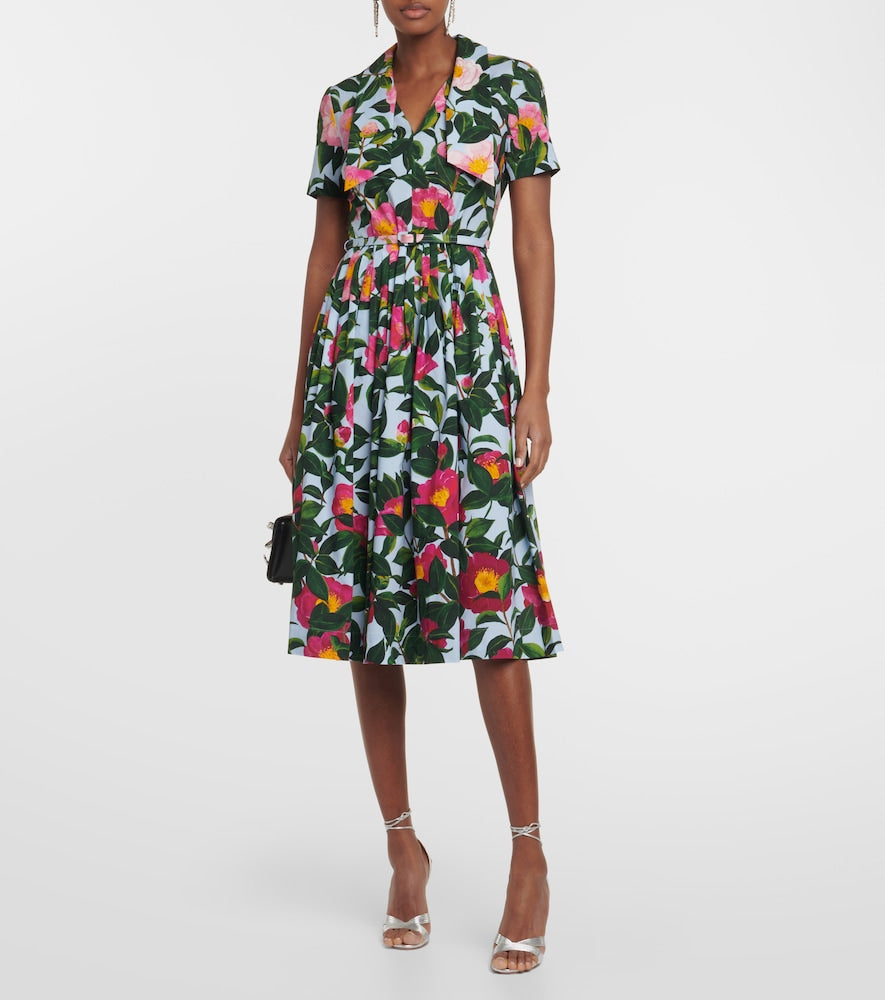 Oscar de la Renta Floral cotton poplin midi dress