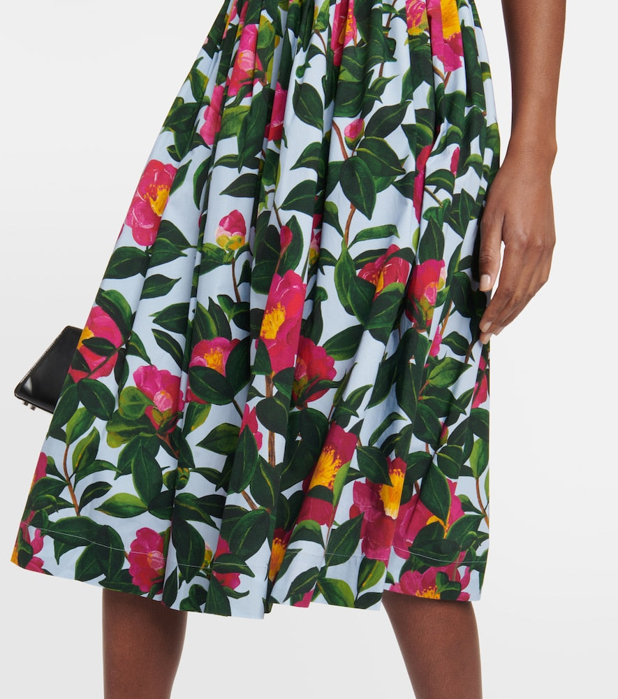 Oscar de la Renta Floral cotton poplin midi dress