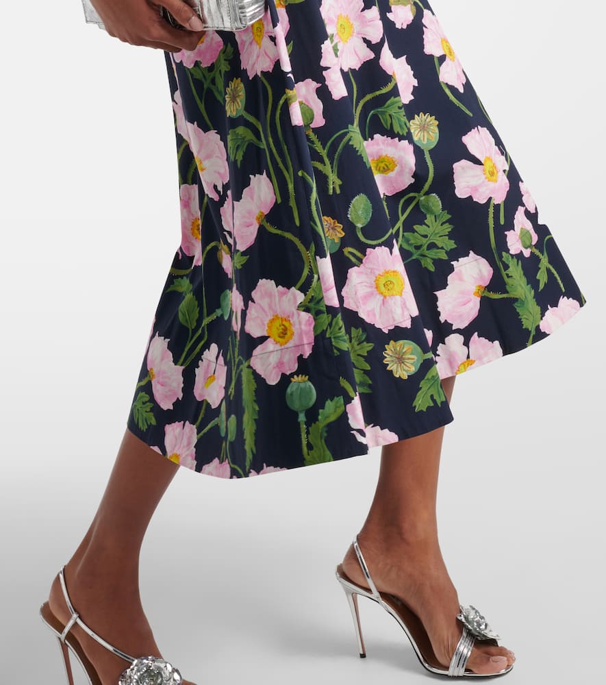 Oscar de la Renta Floral cotton poplin midi dress