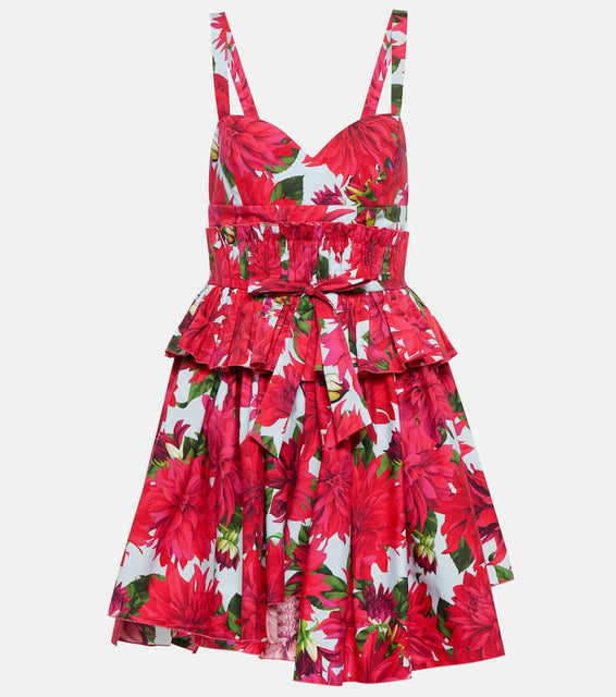 Oscar de la Renta Floral cotton poplin minidress