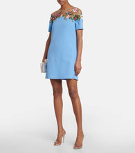Oscar de la Renta Floral embroidered wool-blend minidress