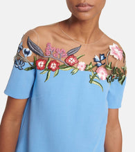 Oscar de la Renta Floral embroidered wool-blend minidress