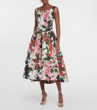 Oscar de la Renta Floral faille midi dress