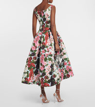 Oscar de la Renta Floral faille midi dress