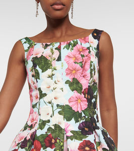 Oscar de la Renta Floral faille midi dress