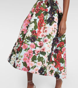 Oscar de la Renta Floral faille midi dress