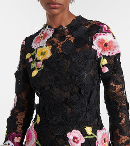 Oscar de la Renta Floral guipure gown