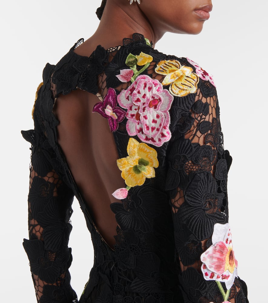 Oscar de la Renta Floral guipure gown
