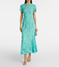 Oscar de la Renta Floral guipure lace midi dress
