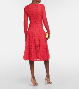 Oscar de la Renta Floral guipure lace midi dress