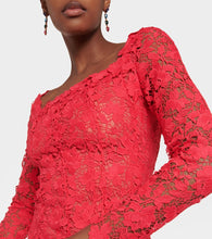 Oscar de la Renta Floral guipure lace midi dress
