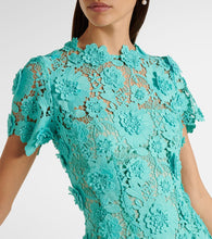 Oscar de la Renta Floral guipure lace midi dress