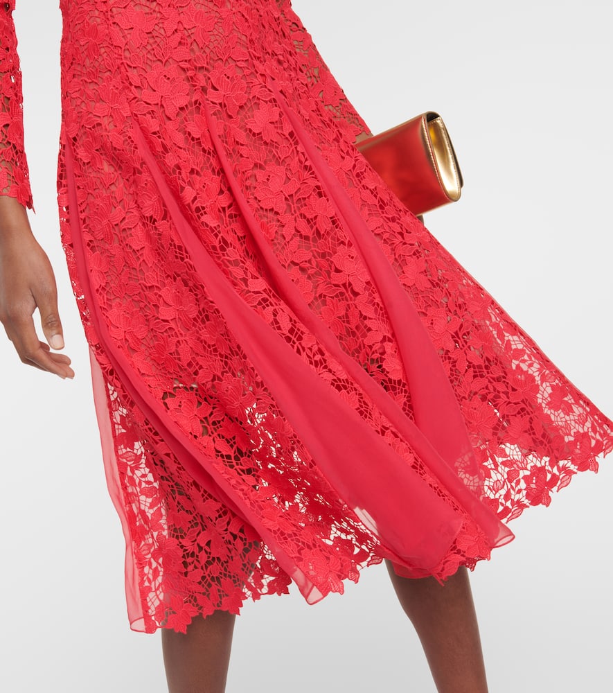 Oscar de la Renta Floral guipure lace midi dress