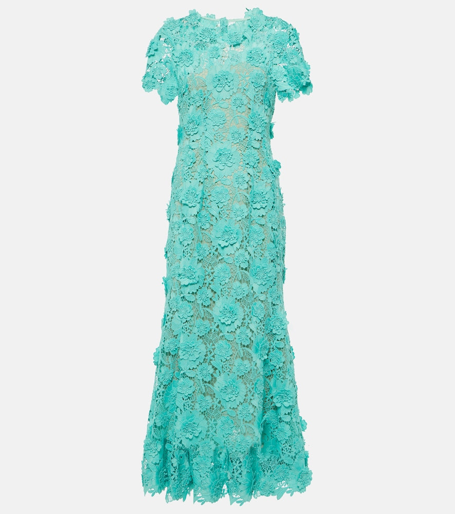 Oscar de la Renta Floral guipure lace midi dress. Oscar de la Renta 花卉凸花蕾丝中长连衣裙