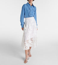 Oscar de la Renta Floral guipure lace midi skirt