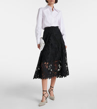 Oscar de la Renta Floral guipure lace midi skirt